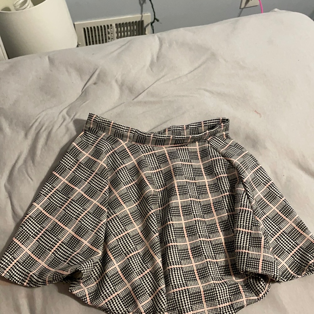 Pink plaid skirt